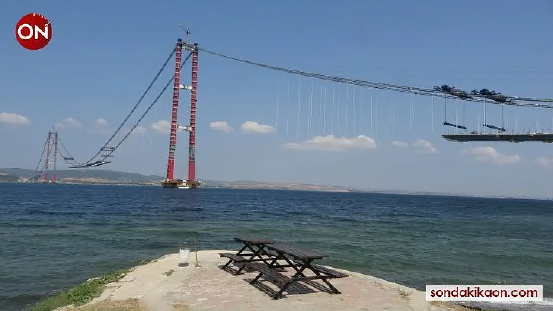 1915 Çanakkale Köprüsü'nün tabliye montajıyla yolları belirginleşmeye başladı