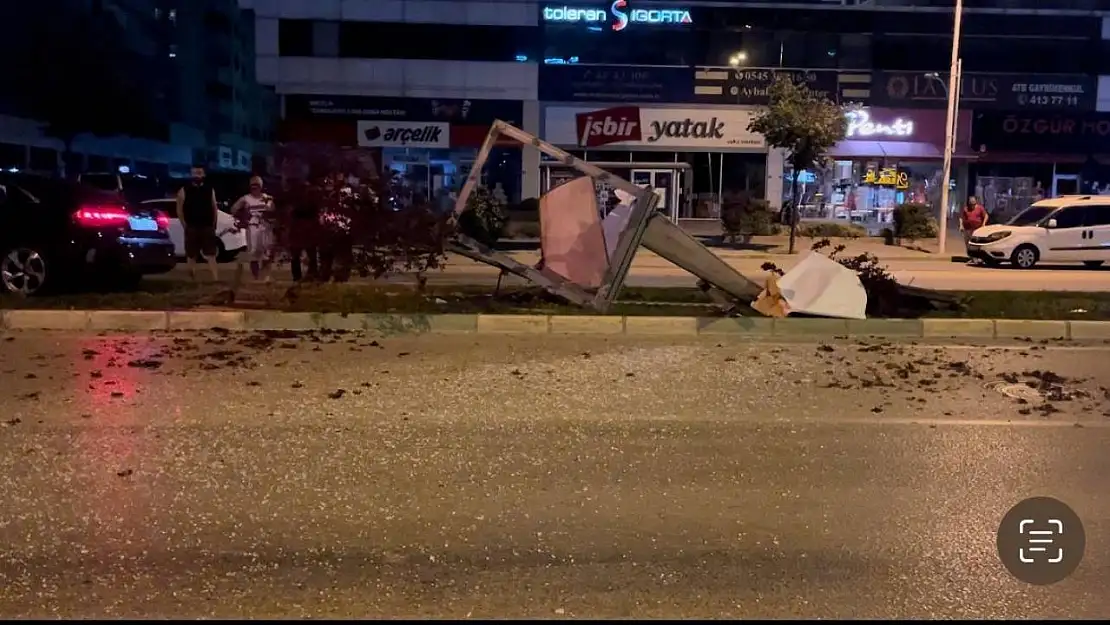 Aday sürücü kontrolden çıktı, reklam panosunu ve ağaçları devirdi