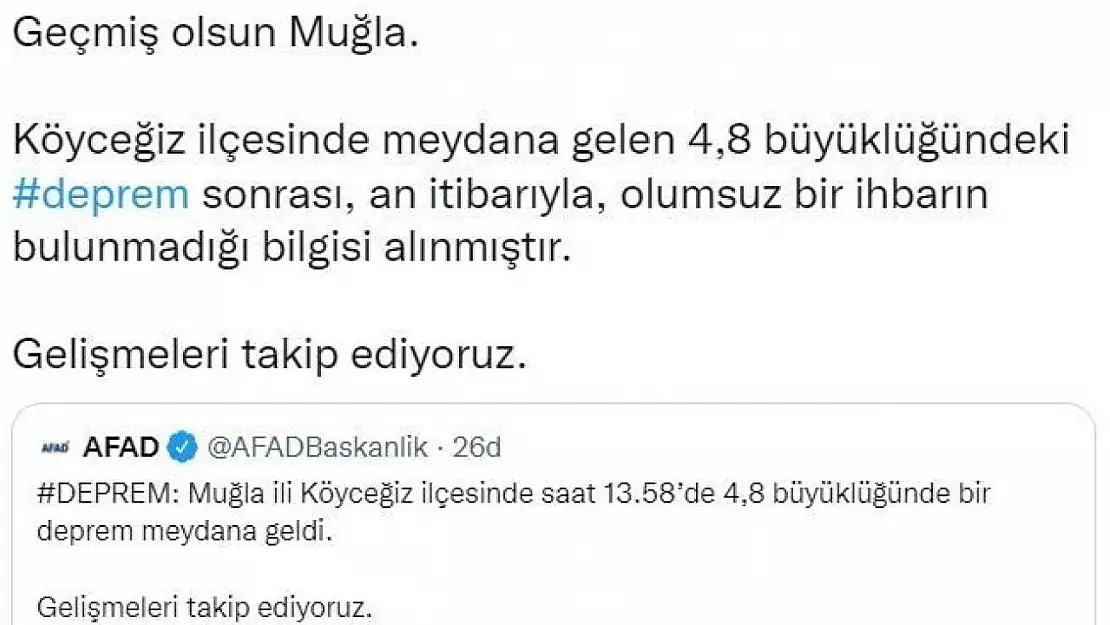 AFAD'dan Köyceğiz depremi açıklaması