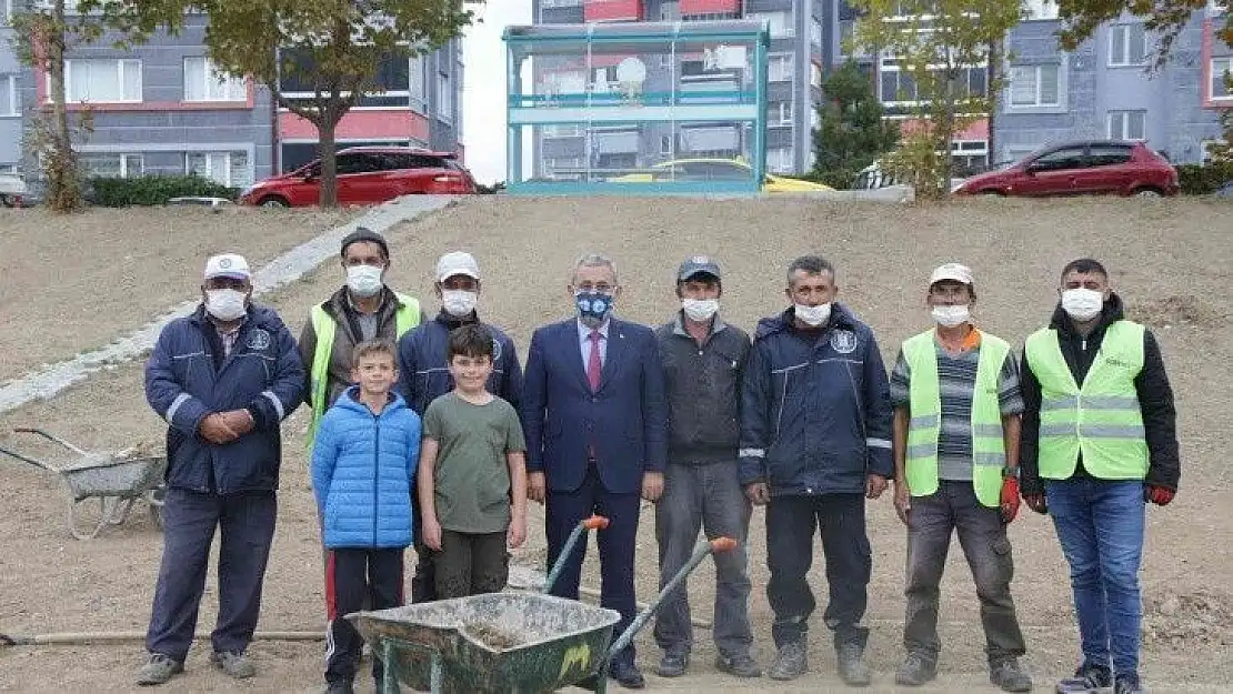 Akkent Mahallesi'nde peyzaj çalışması