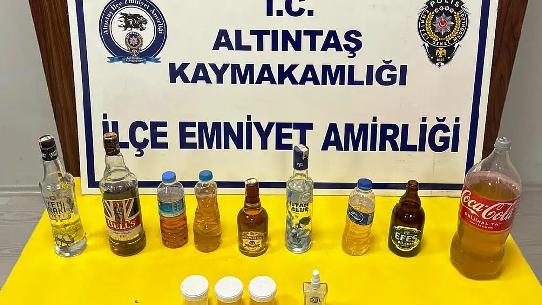 Altıntaş'ta sahte alkol operasyonu