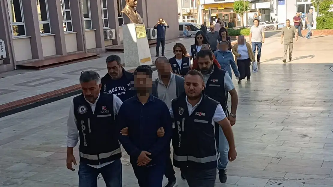 Aydın'da 'KISKAÇ-15' operasyonu şüphelileri adliyeye sevk edildi