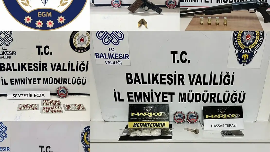 Balıkesir'de ruhsatsız silahlar ve uyuşturucu ele geçirildi