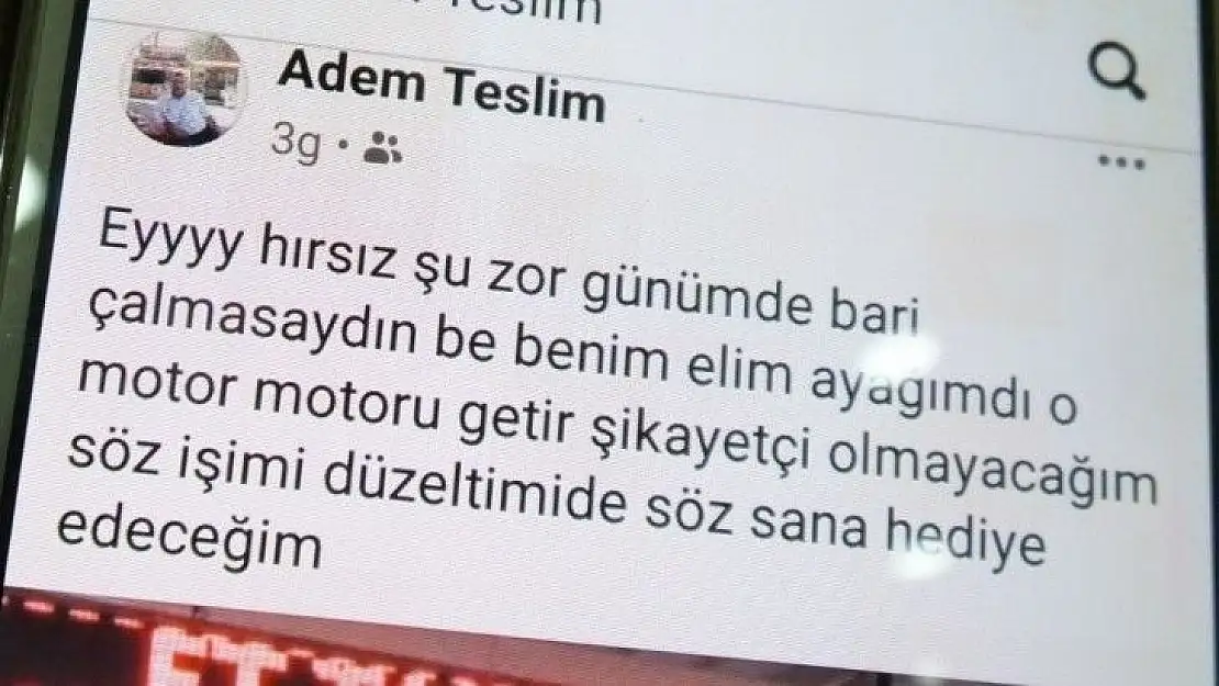 Balıkesirli lokantacı, motorunu çalan hırsıza sosyal medyadan mesaj yazdı