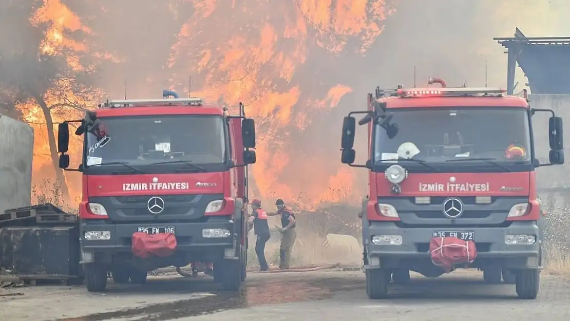 Bornova'da orman yangınını söndürme çalışmaları devam ediyor
