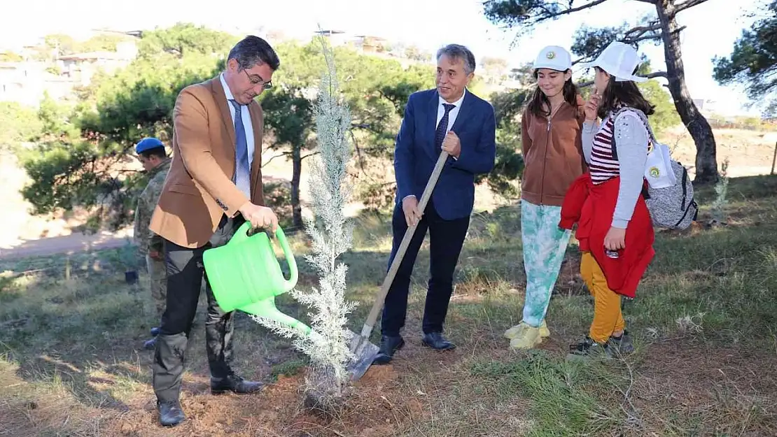 Burhaniye'de Milli Ağaçlandırma Günü'nde fidanlar toprakla buluştu