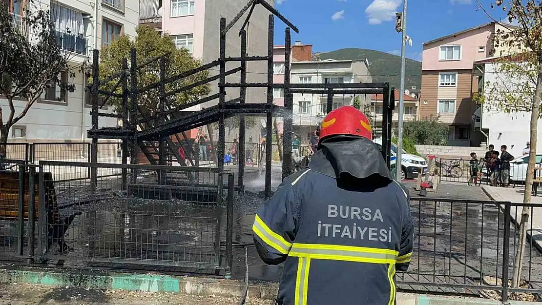 Bursa'da çocuk parkı alevlere teslim oldu