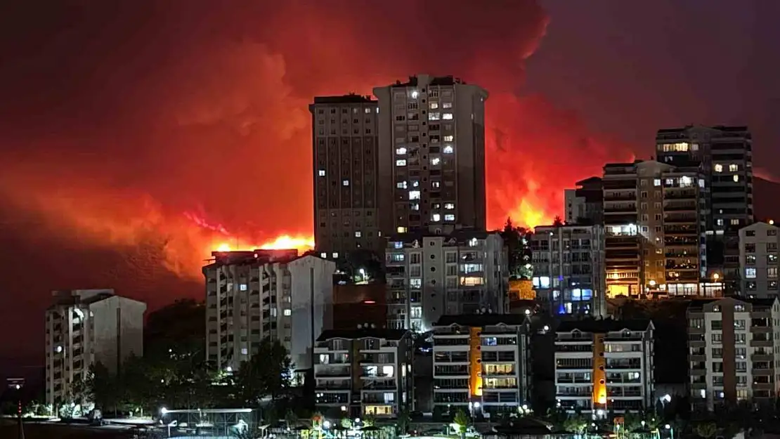 Bursa'da gecenin karanlığı yangının alevleriyle aydınlandı