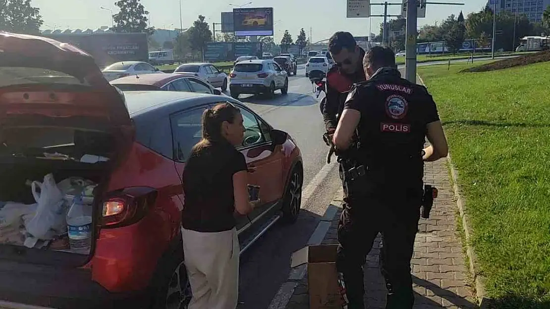 Bursa'da trafikte yavru kedi alarmı..Polisler 4 araca giren kediyi kurtardı