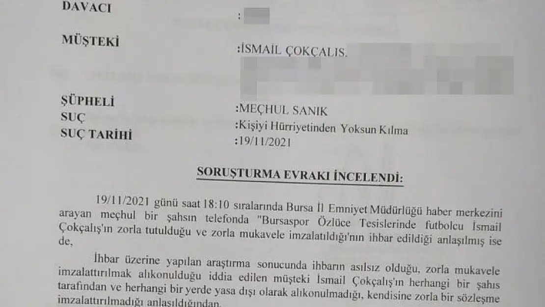 Bursaspor Kulübü'nden yeni İsmail Çokçalış açıklaması