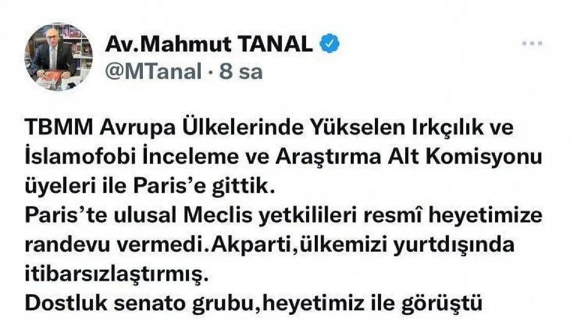 Çavuşoğlu'ndan CHP'li Tanal'a tepki: 'Sayın Tanal, Fransa programımızı bu tür doğru olmayan beyanlarla gölgelemeyelim'