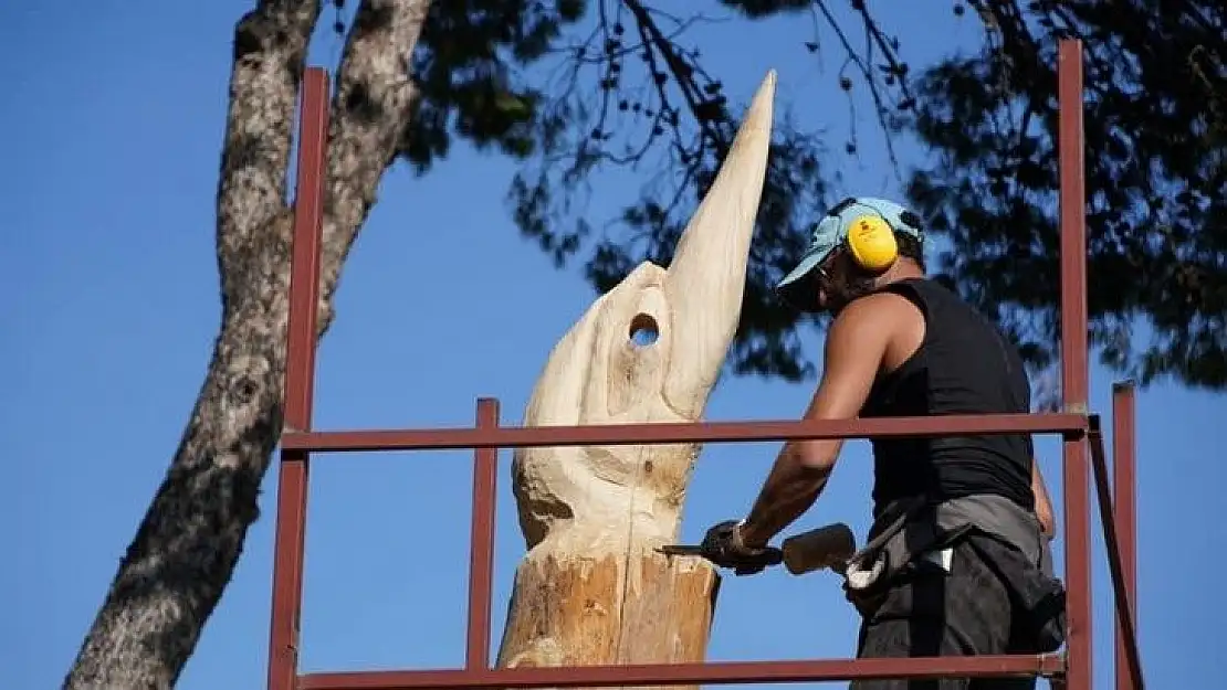 Çeşme'de ömrünü tamamlamış ağaçlar sanat eserine dönüşüyor