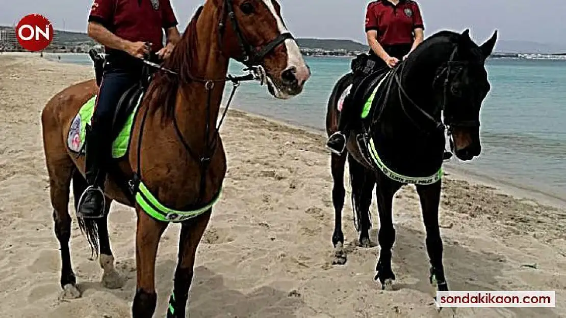Çeşme Emniyetine 2 atlı polis ile 2 eğitimli köpek takviyesi
