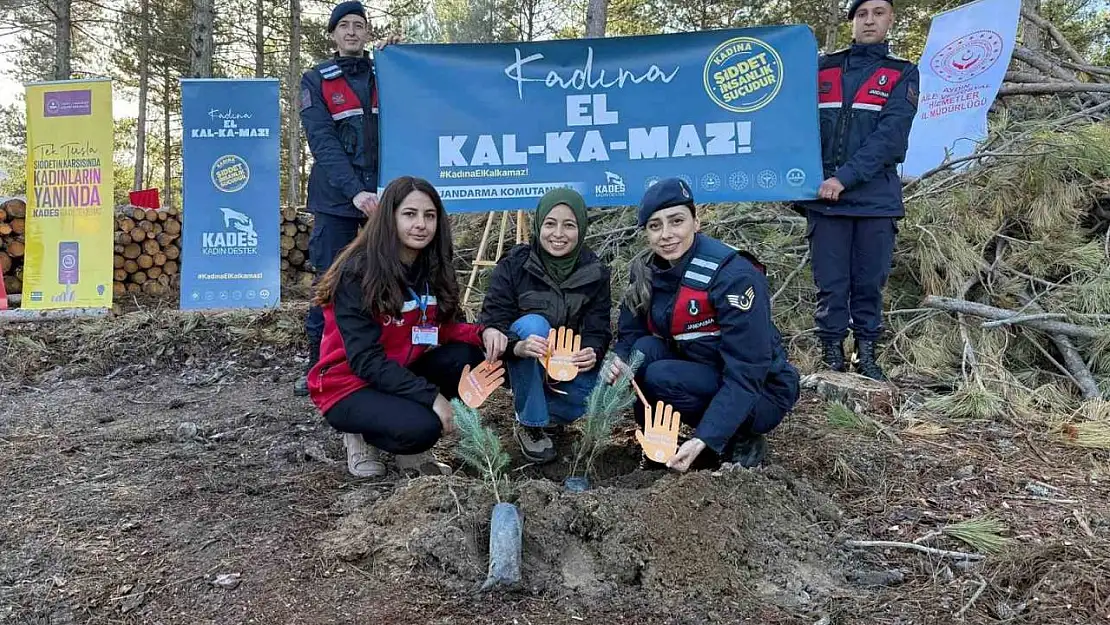 Çine'de fidanlar kadına şiddete karşı toprakla buluştu