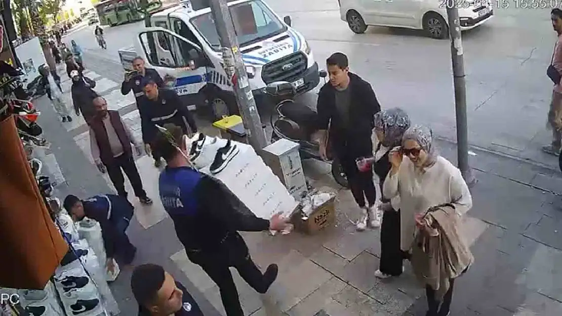 Denizli'de esnaf ile zabıta arasında kaldırım işgali gerilimi