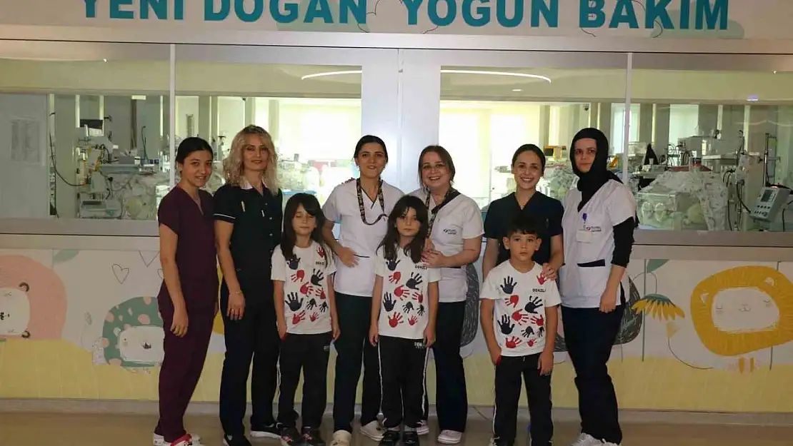 Denizlili üçüzler, doğdukları Tekden Hastanesi'ni 8 sene sonra ziyaret etti