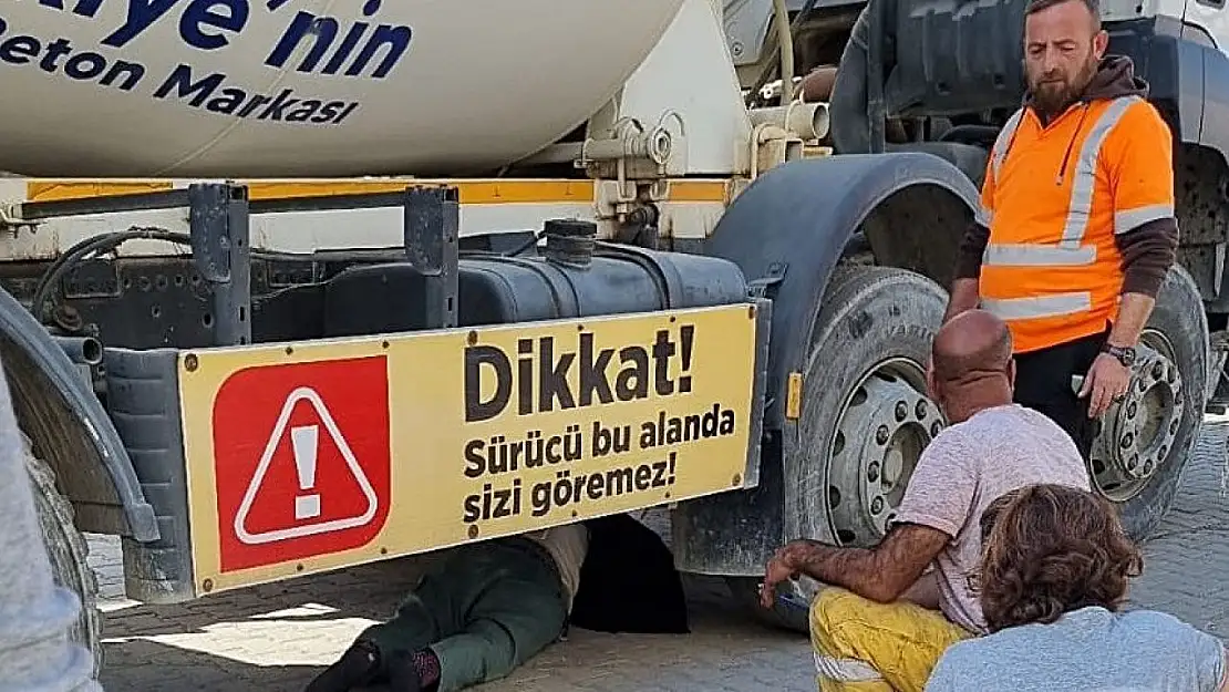 Edremit'te beton mikserinin altında kalan yaşlı adam ölümden döndü