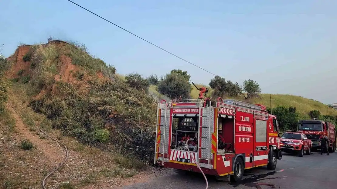 Efeler'de arazi yangını korkuttu