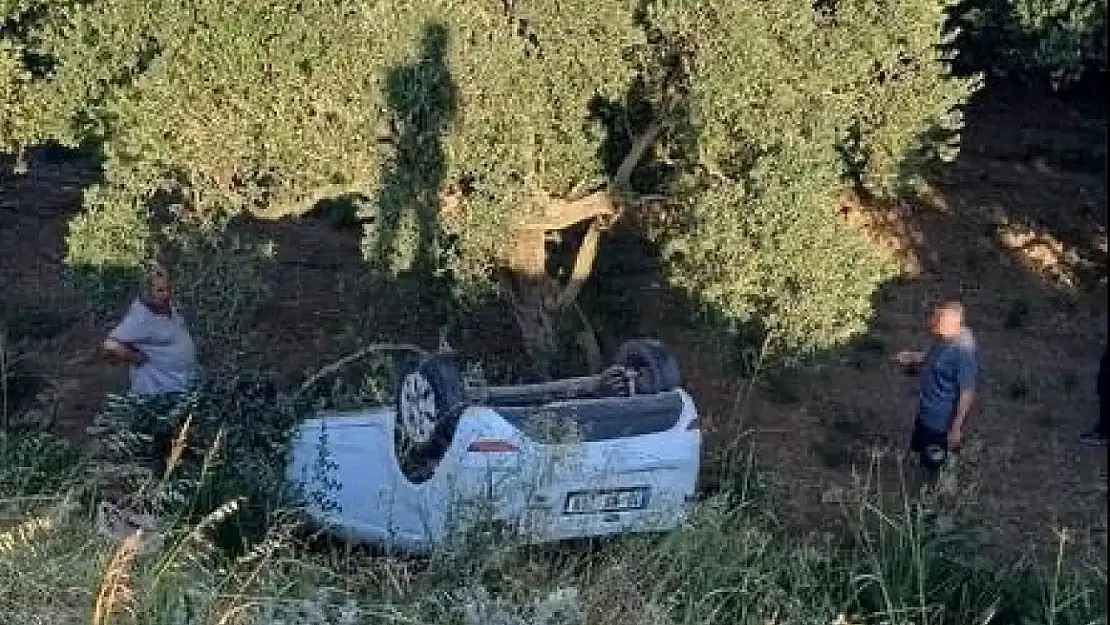 Erdek'te yoldan çıkan araç şarampole uçtu