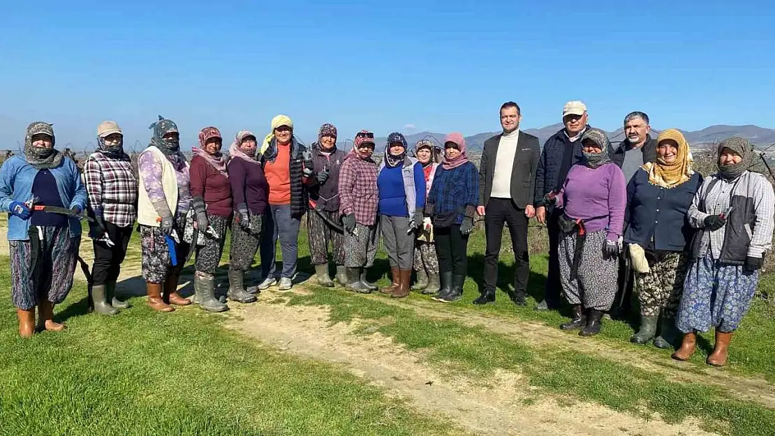 Erkeklerin işi olarak bilinen bağ budama işine kadın eli değdi