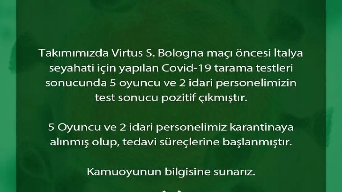 Frutti Extra Bursaspor'da 7 ismin Covid-19 testi pozitif çıktı