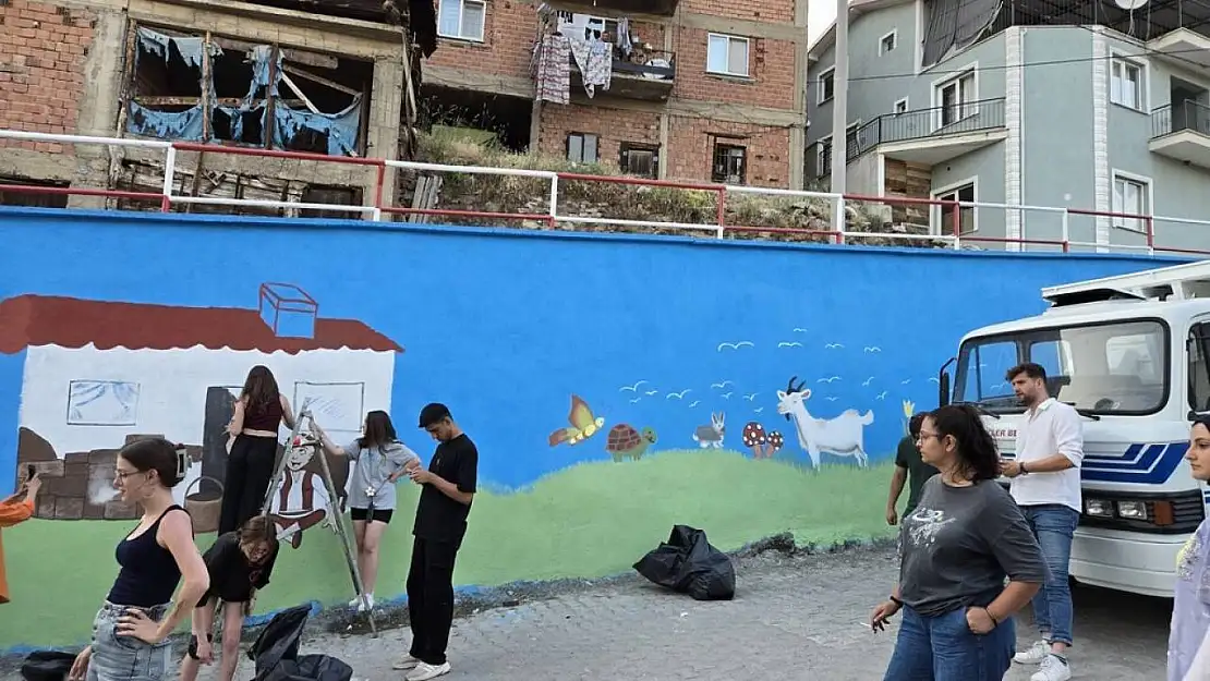Gökler Beldesinde boş duvarlar sanat eserine dönüştü