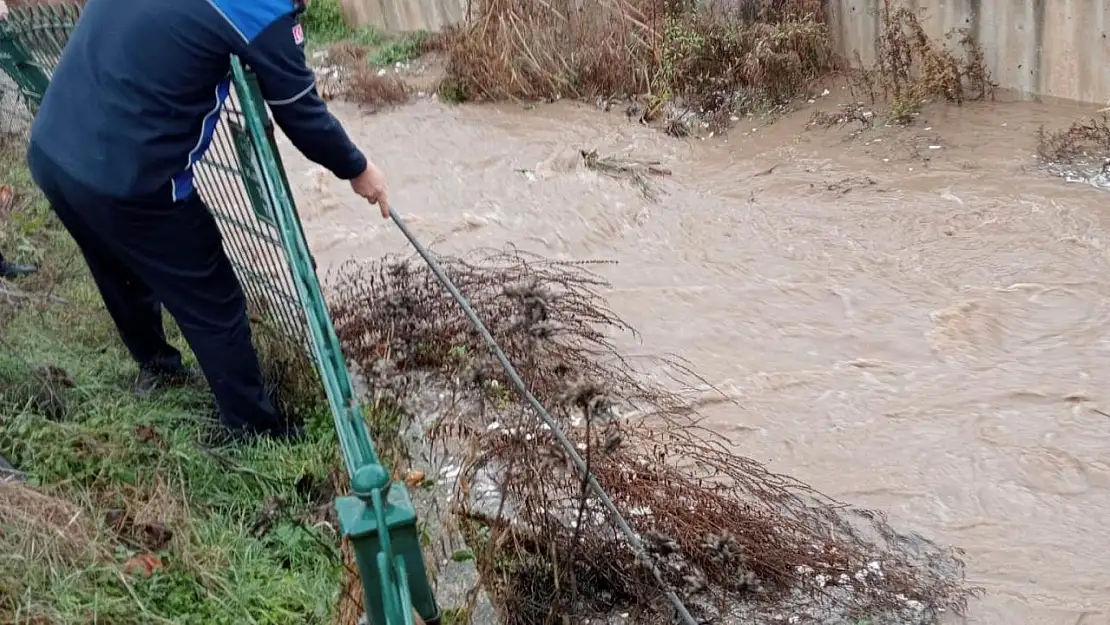 Hisarcık'ta sel sularına kapılan kediyi zabıta ve itfaiye ekipleri kurtardı