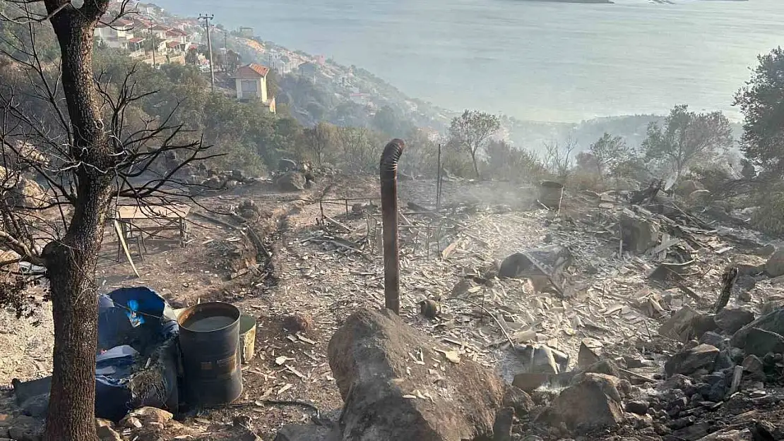 İzmir'deki yangında bir bağ evi kül oldu