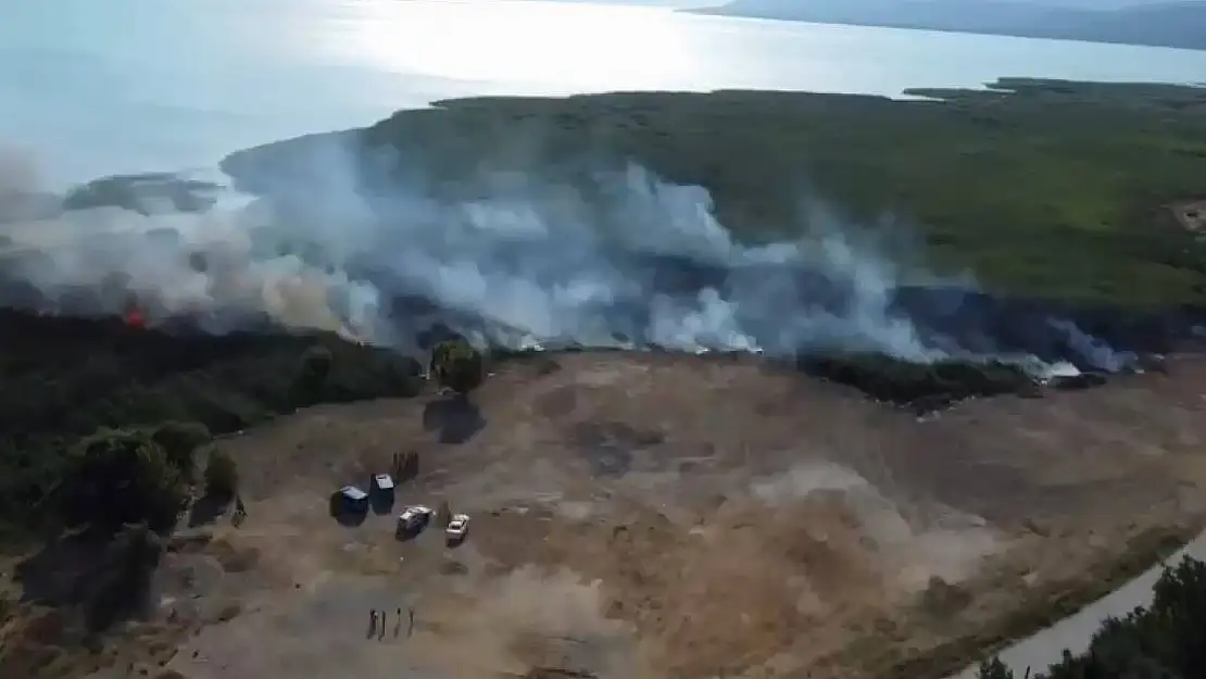 İznik Gölü'nde sazlık yangını