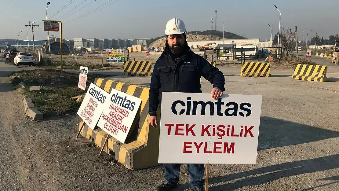 Kaynak işçisinden tek kişilik eylem