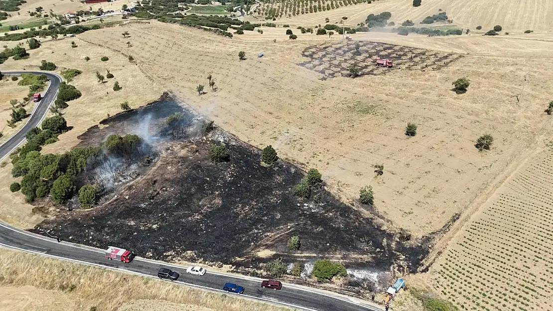 Kula'da korkutan yangın, 5 dönüm alan küle döndü