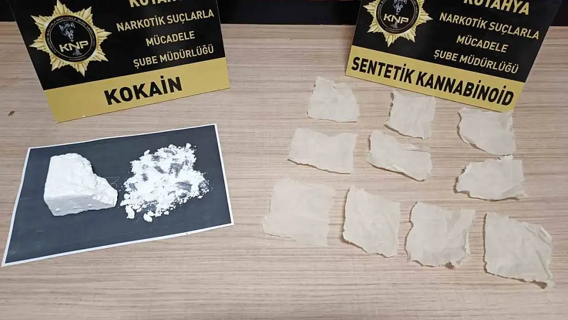 Kütahya'da taş kokain ve 4 bin 180 içimlik bonzai ile yakalanan şüpheli tutuklandı