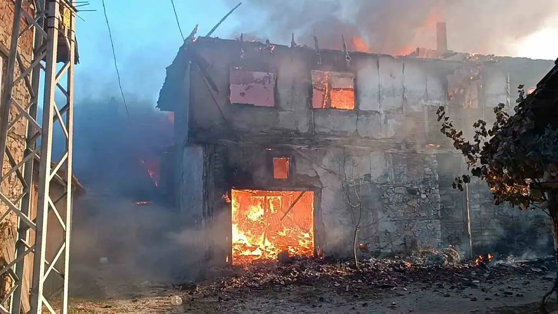 Kütahya'daki yangında 7 ev ve 4 hayvan barınağı kül oldu