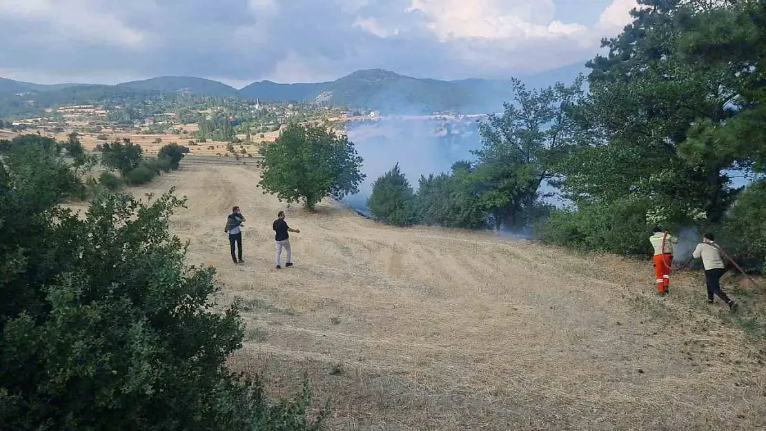 Kütahya Domaniç'teki anız yangını ekiplerin hızlı müdahalesiyle büyümeden kontrol altına alındı