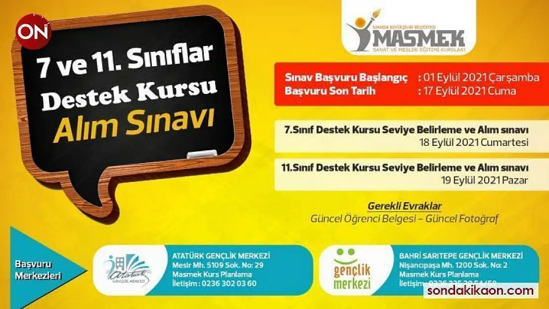 Manisa Büyükşehir'den öğrenciler için destek kursu