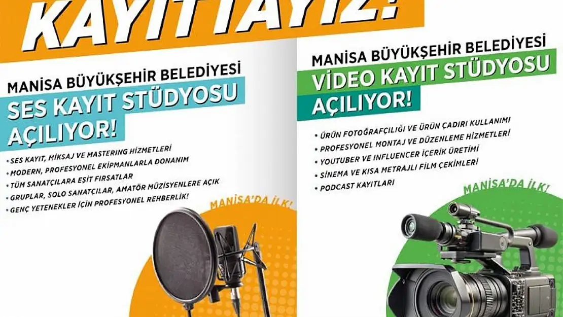 Manisa Büyükşehir'den ücretsiz video ve ses kayıt stüdyosu desteği