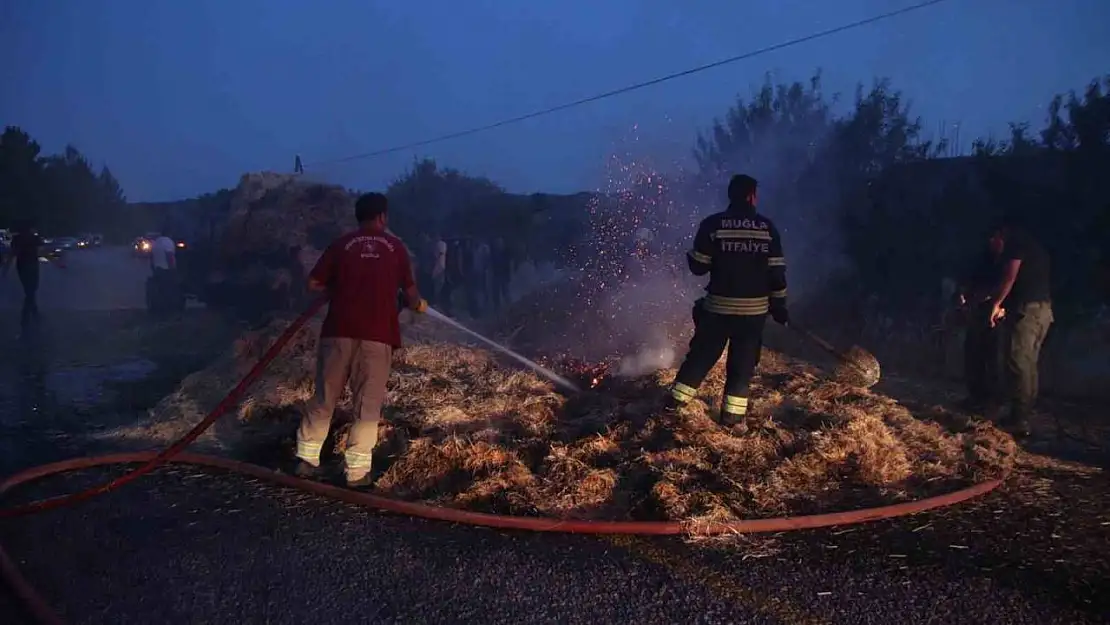 Menteşe'de hareket halindeki traktör yandı