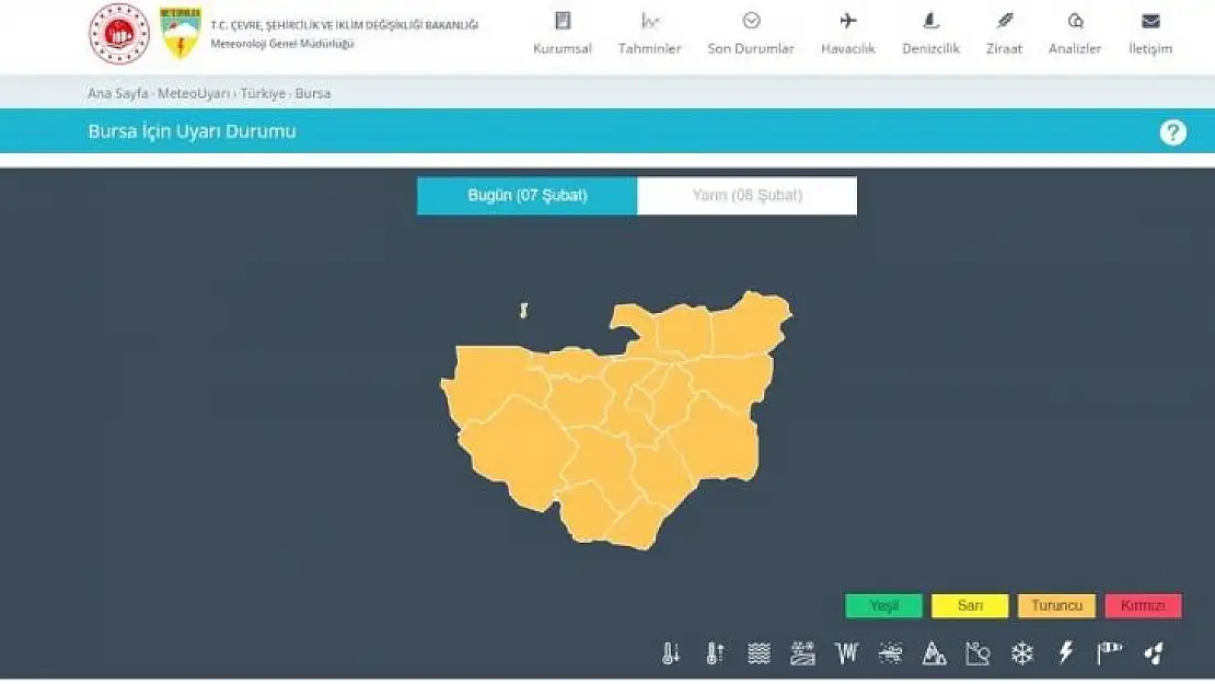 Meteorolojiden Bursa için 2 gün sürecek fırtına uyarısı