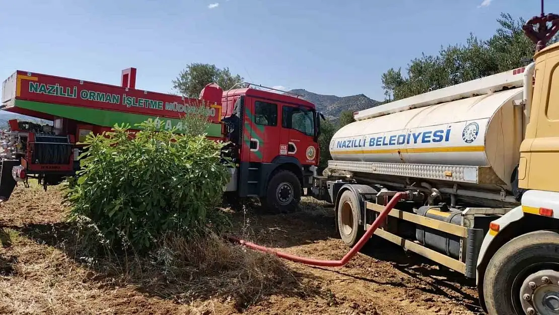 Nazilli Belediyesi'nden İsabeyli'deki yangının söndürme çalışmalarına destek