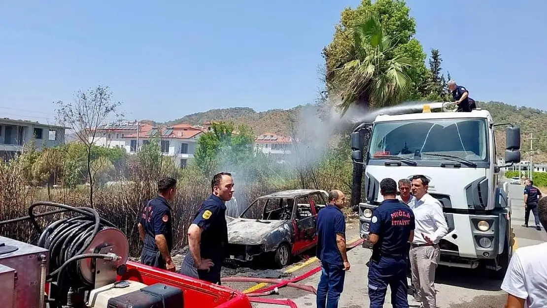 Ortaca'da araç yangını