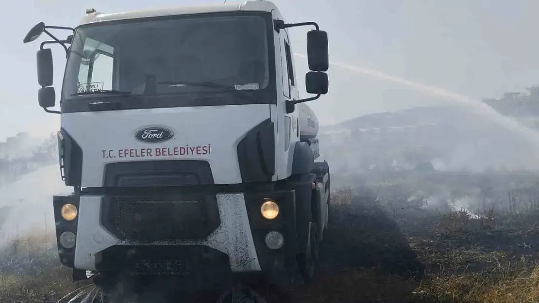 Otluk alan yangına Efeler Belediyesi'nden hızlı müdahale