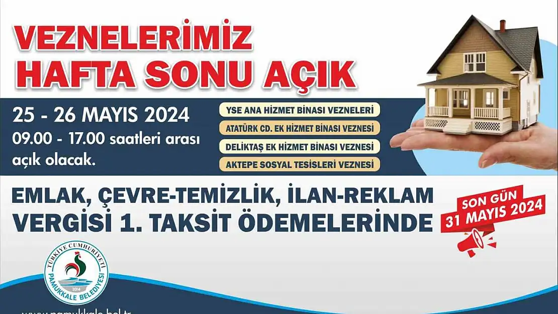 Pamukkale Belediyesi'nde vezneler hafta sonu açık olacak