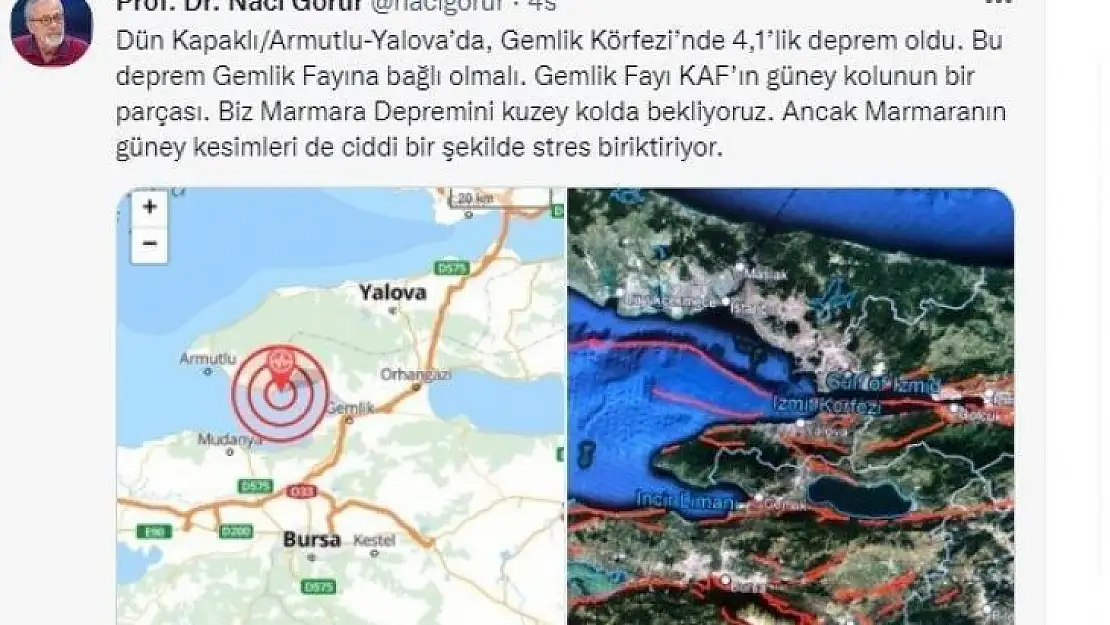 Prof. Dr. Görür Bursa Gemlik Körfezi depremi sonrası uyardı