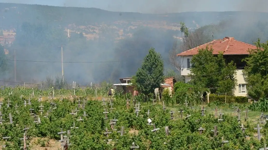 Tunçbilek yolu yakınında çıkan yangın kısa sürede kontrol altına alındı