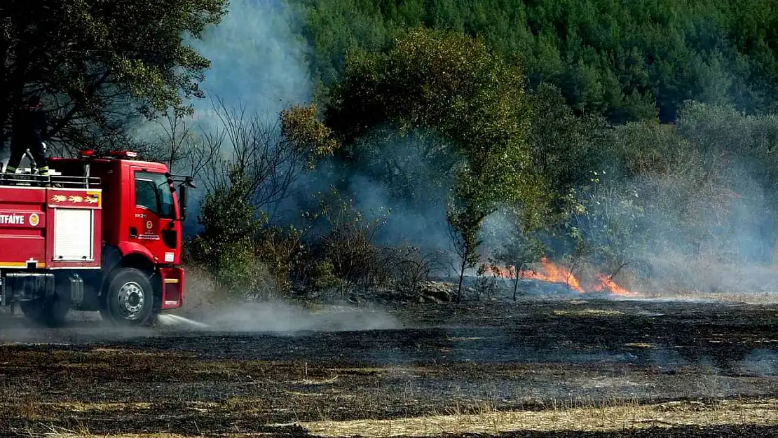 Yeniköy'de anız yangını hızlı müdahale ile söndürüldü