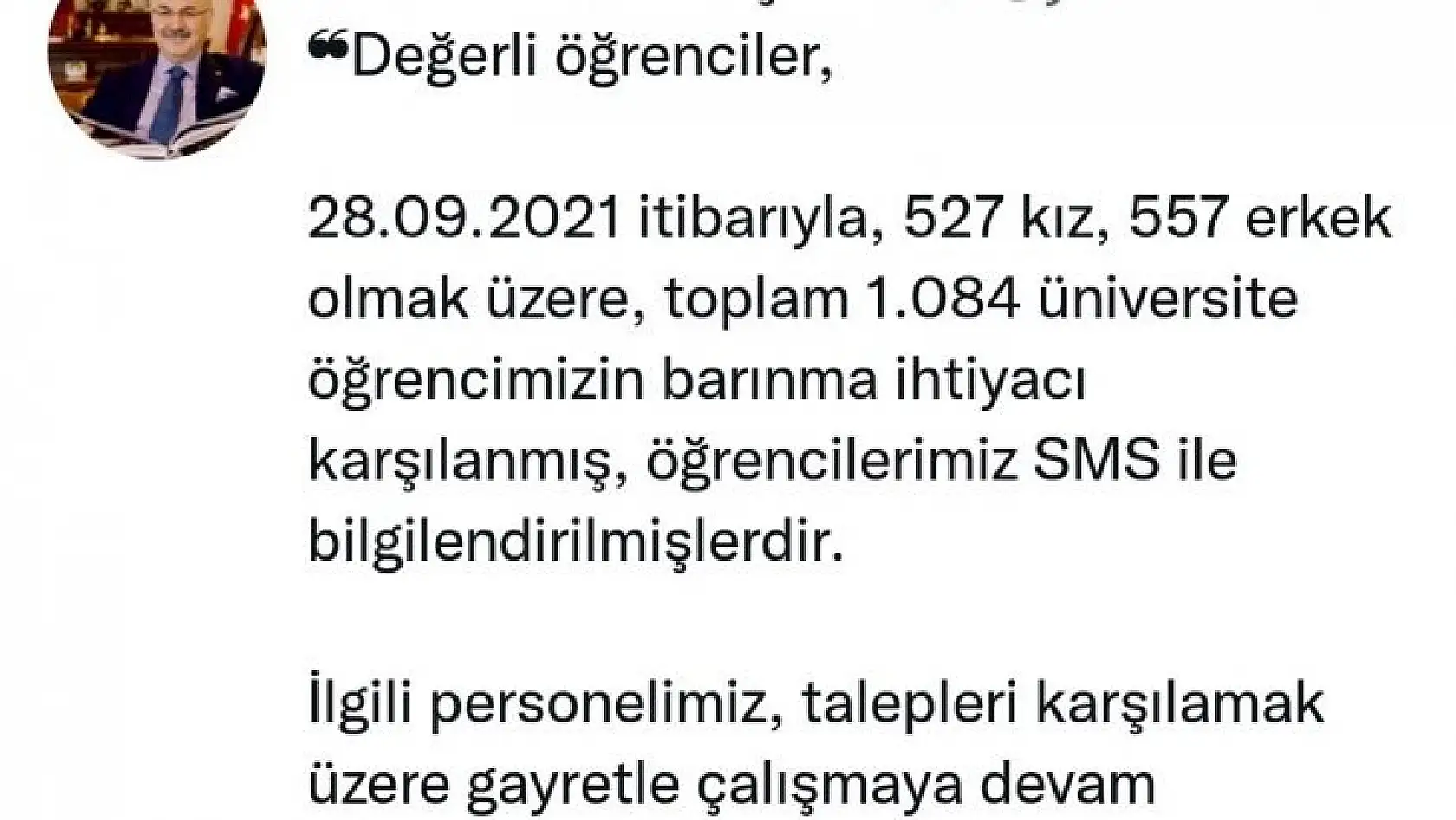 İzmir Valisi Köşger: 'Bin 84 üniversite öğrencisinin barınma ihtiyacı karşılandı'