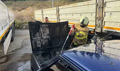 Erdek'te park halindeki otomobilde yangın paniği