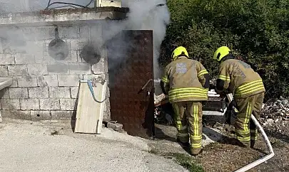 Gönen'de mermer atölyesinde çıkan yangın kısa sürede söndürüldü