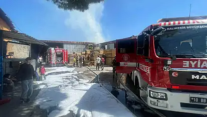 Balıkesir'de mobilya atölyesinde korkutan yangın