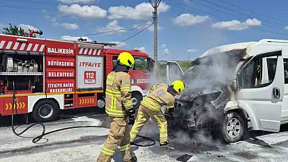 Susurluk'ta araç yangını paniğe neden oldu